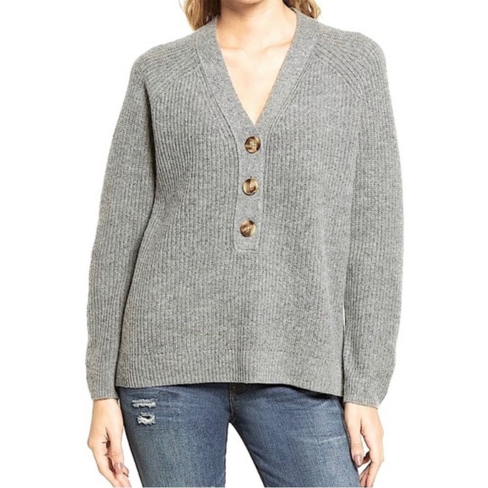 Madewell Ribbed Knit Wool Blend ‘Lyle’ Henley Sweater